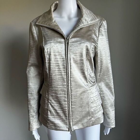 600 West Champagne Metallic Full Zip Lined Jacket - Picture 1 of 7